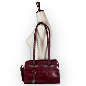VTG Y2K Faux‎ Leather Alligator Print Shoulder Bag with Butterfly Hardware Charm